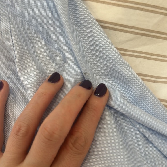 Ann Mashburn Blue Button Down Shirt Cotton Size M 8 10 Classic Long Sleeve - Picture 5 of 6